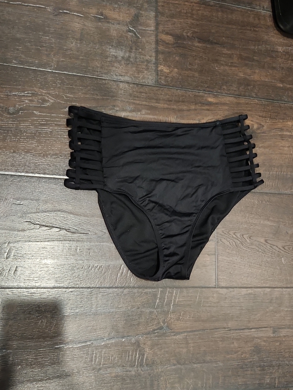 Mossimo Supply Co. Black High-Waist Bikini Bottom with Strappy Sides